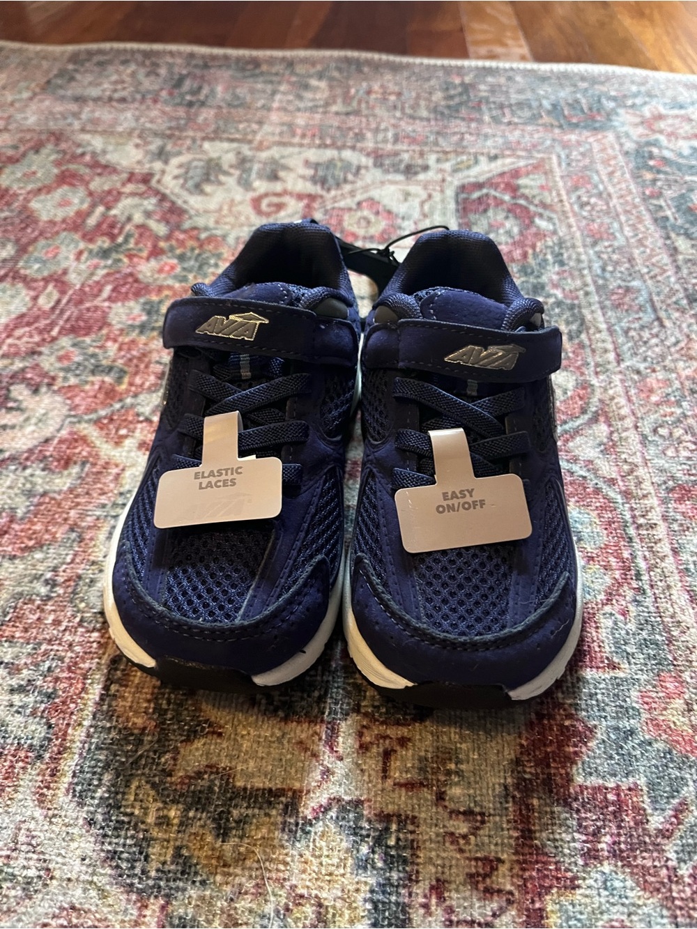 Avia Navy Blue Kids Sneakers with Elastic Laces and Hook Strap